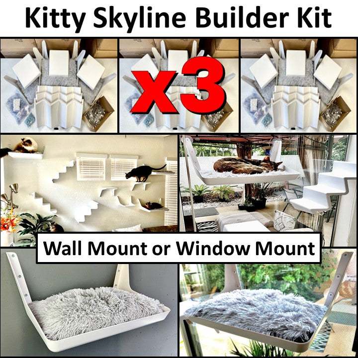 Cat Wall and Window Shelves Starter Kit Kitty Skyline